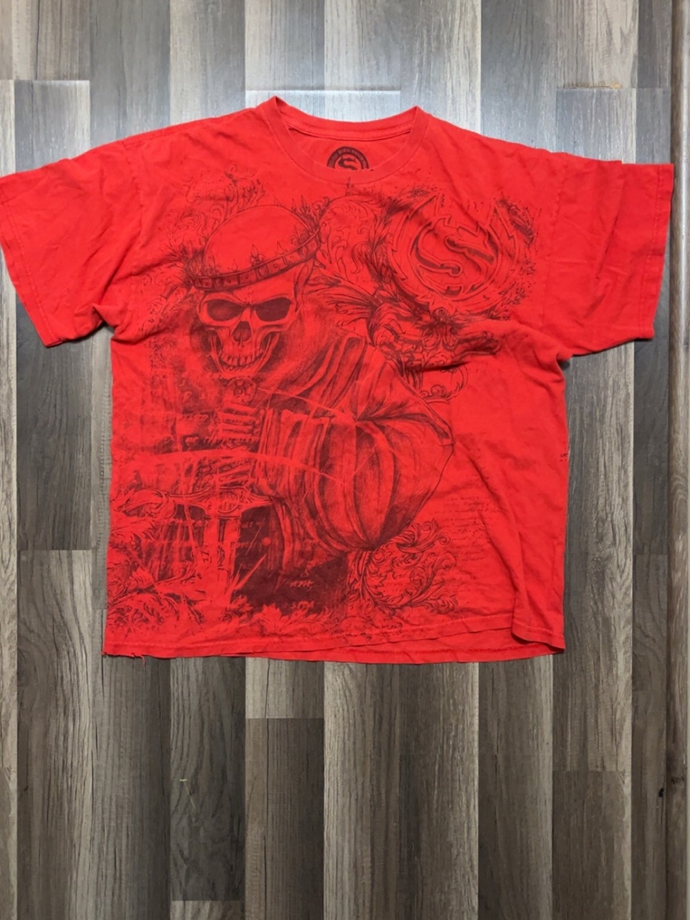 Vintage Y2K SINISTER Men’s XL Red Grunge Skull Shirt